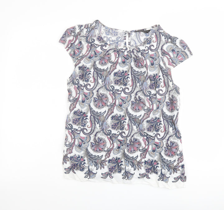 Dorothy Perkins Womens Multicoloured Paisley Viscose Basic T-Shirt Size 12 Boat Neck