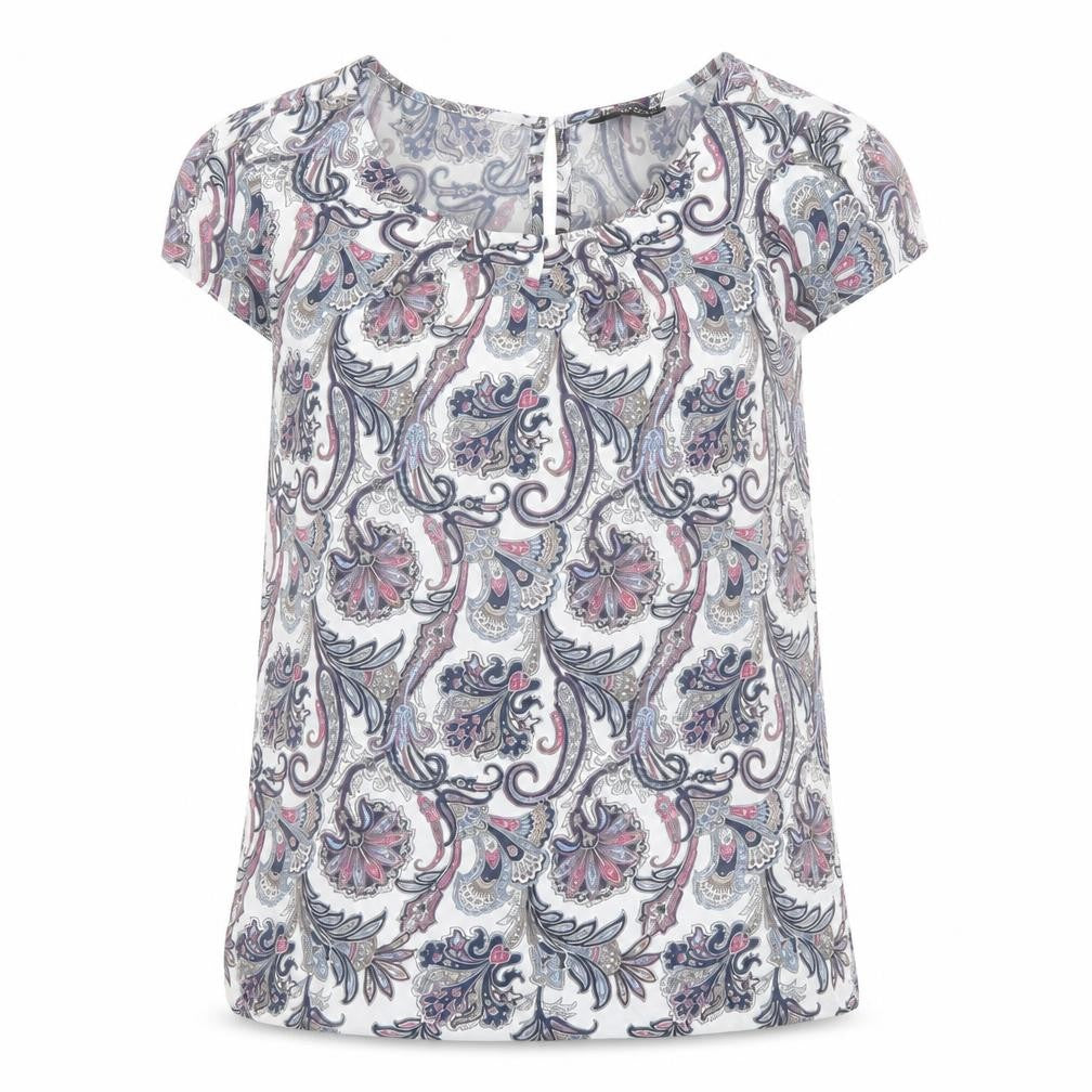 Dorothy Perkins Womens Multicoloured Paisley Viscose Basic T-Shirt Size 12 Boat Neck