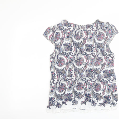 Dorothy Perkins Womens Multicoloured Paisley Viscose Basic T-Shirt Size 12 Boat Neck