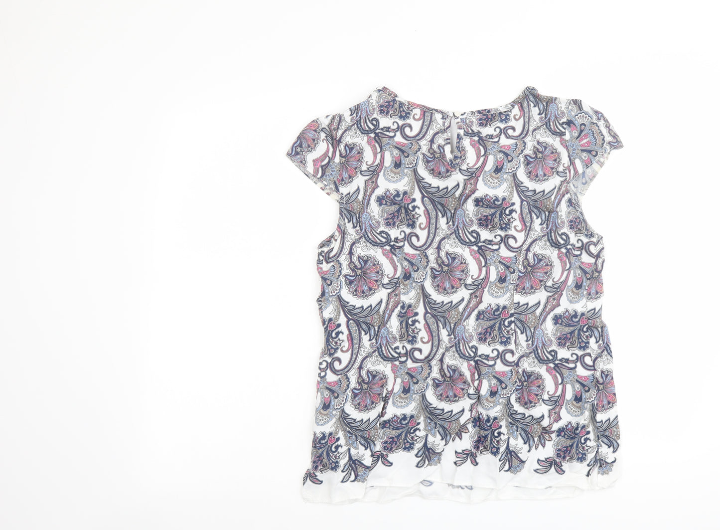 Dorothy Perkins Womens Multicoloured Paisley Viscose Basic T-Shirt Size 12 Boat Neck