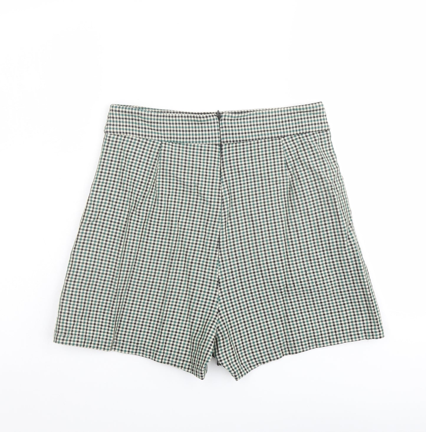 Zara Womens Green Plaid Viscose Skort Size S L3 in Regular Zip