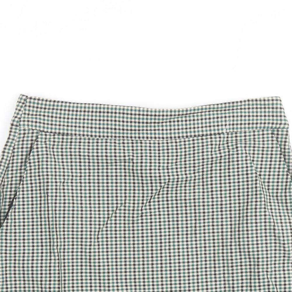 Zara Womens Green Plaid Viscose Skort Size S L3 in Regular Zip