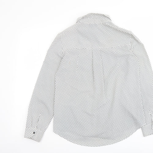 Topshop Womens White Polka Dot Polyester Basic Button-Up Size 8 Collared