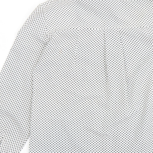 Topshop Womens White Polka Dot Polyester Basic Button-Up Size 8 Collared
