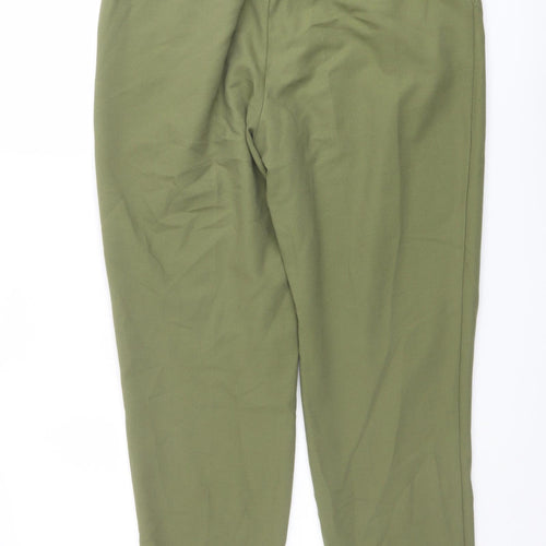 Warehouse Womens Green Polyester Carrot Trousers Size 12 L25 in Regular Button