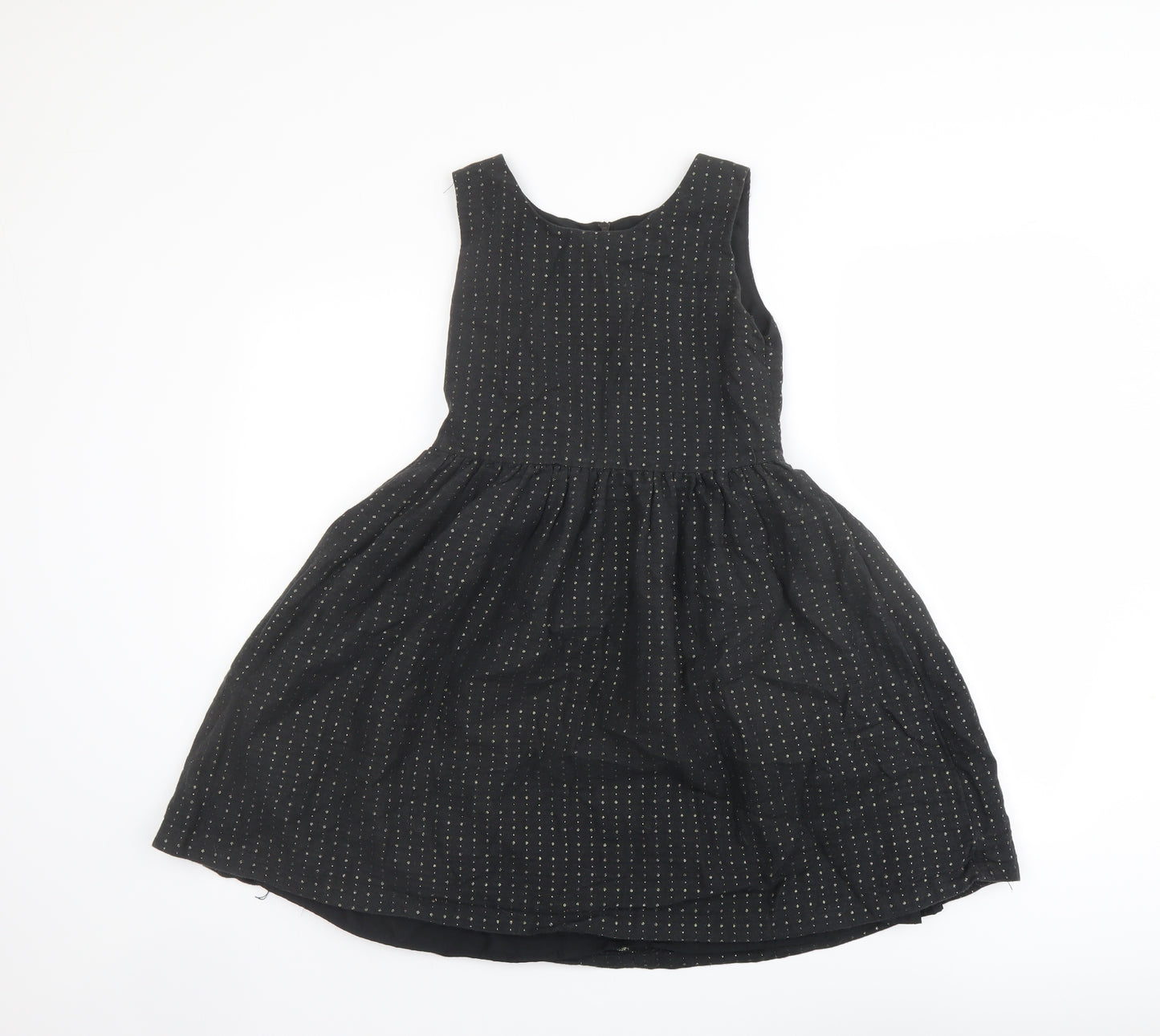 Gap Girls Black Polka Dot Cotton Fit & Flare Size 13 Years Boat Neck Zip