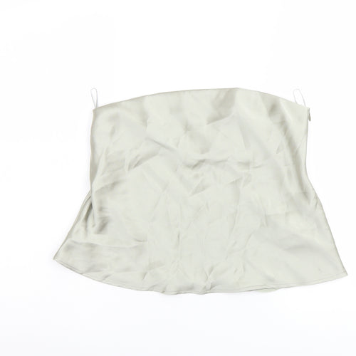 Zara Womens Green Polyester Cropped Blouse Size M Square Neck - Strapless
