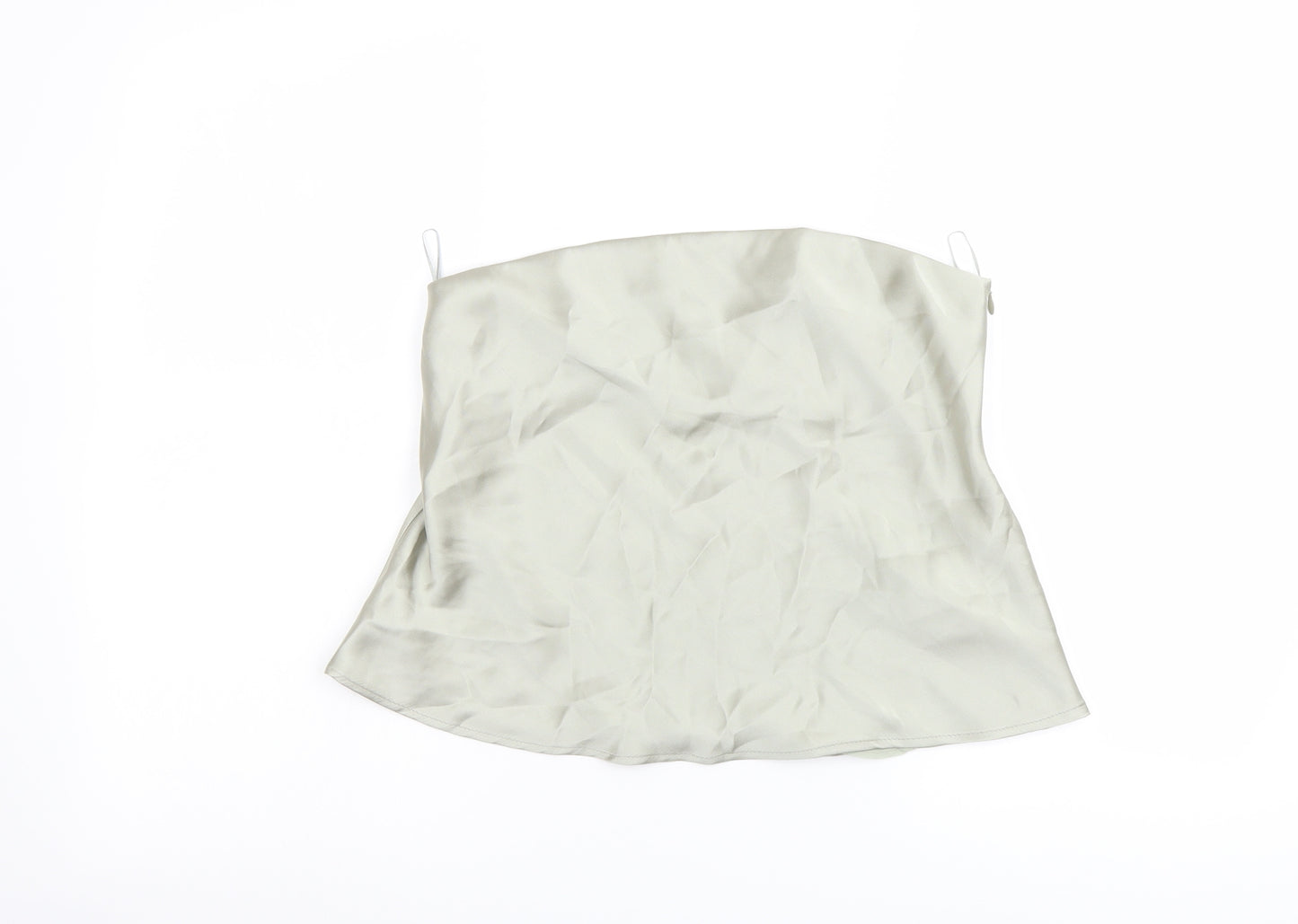 Zara Womens Green Polyester Cropped Blouse Size M Square Neck - Strapless