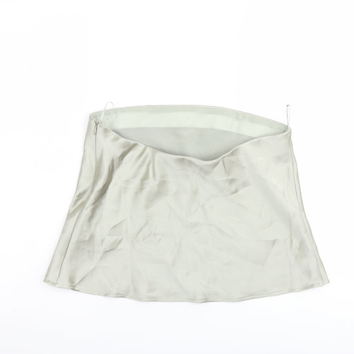 Zara Womens Green Polyester Cropped Blouse Size M Square Neck - Strapless