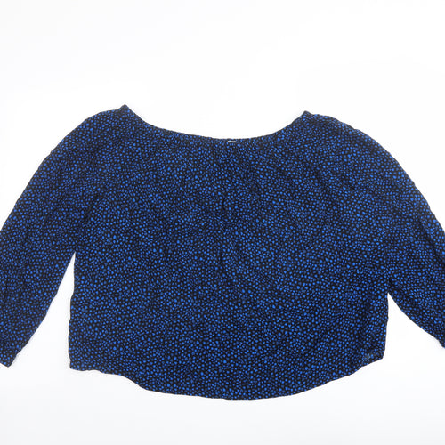 Gap Womens Blue Geometric Viscose Basic Blouse Size S Off the Shoulder