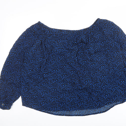 Gap Womens Blue Geometric Viscose Basic Blouse Size S Off the Shoulder