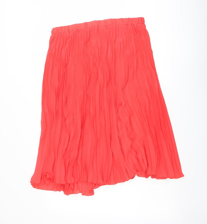 Créaline Womens Red Polyester Pleated Skirt Size 16