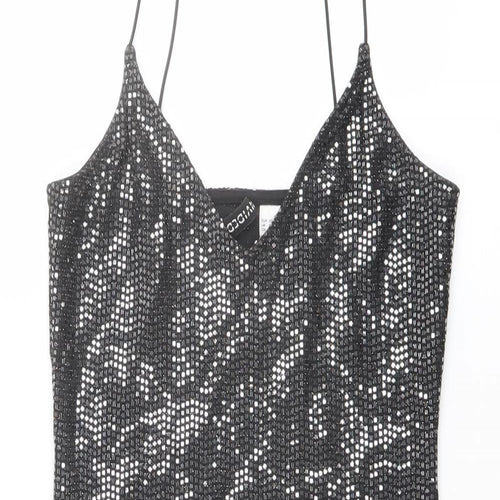 H&M Womens Black Polyester Bodycon Size XS V-Neck Pullover