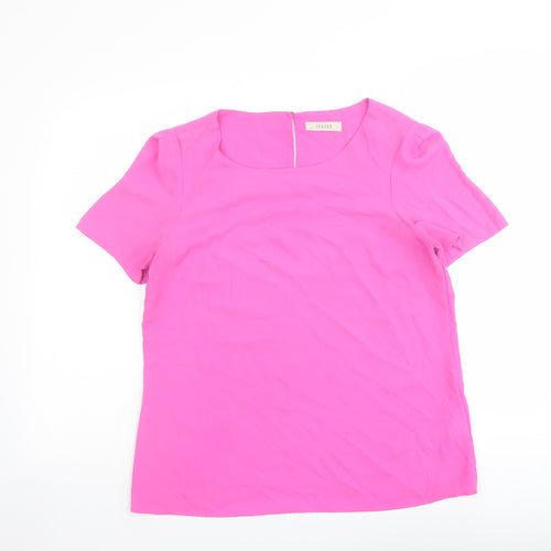 Oasis Womens Purple Polyester Basic Blouse Size 14 Boat Neck