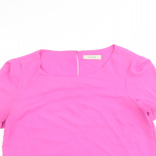 Oasis Womens Purple Polyester Basic Blouse Size 14 Boat Neck