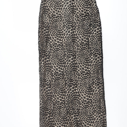Lipsy Womens Black Geometric Polyester Maxi Size 10 Halter Zip