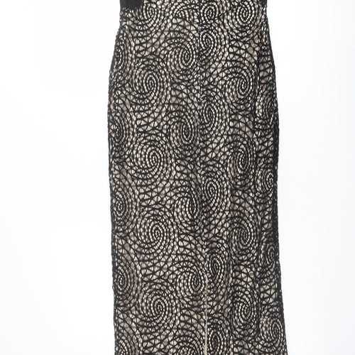 Lipsy Womens Black Geometric Polyester Maxi Size 10 Halter Zip