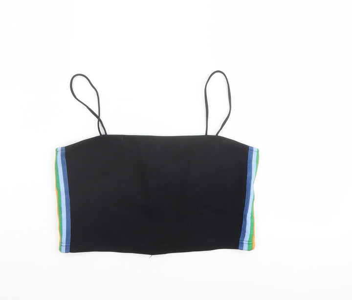 Urban Outfitters Womens Black Viscose Cropped Tank Size M Square Neck