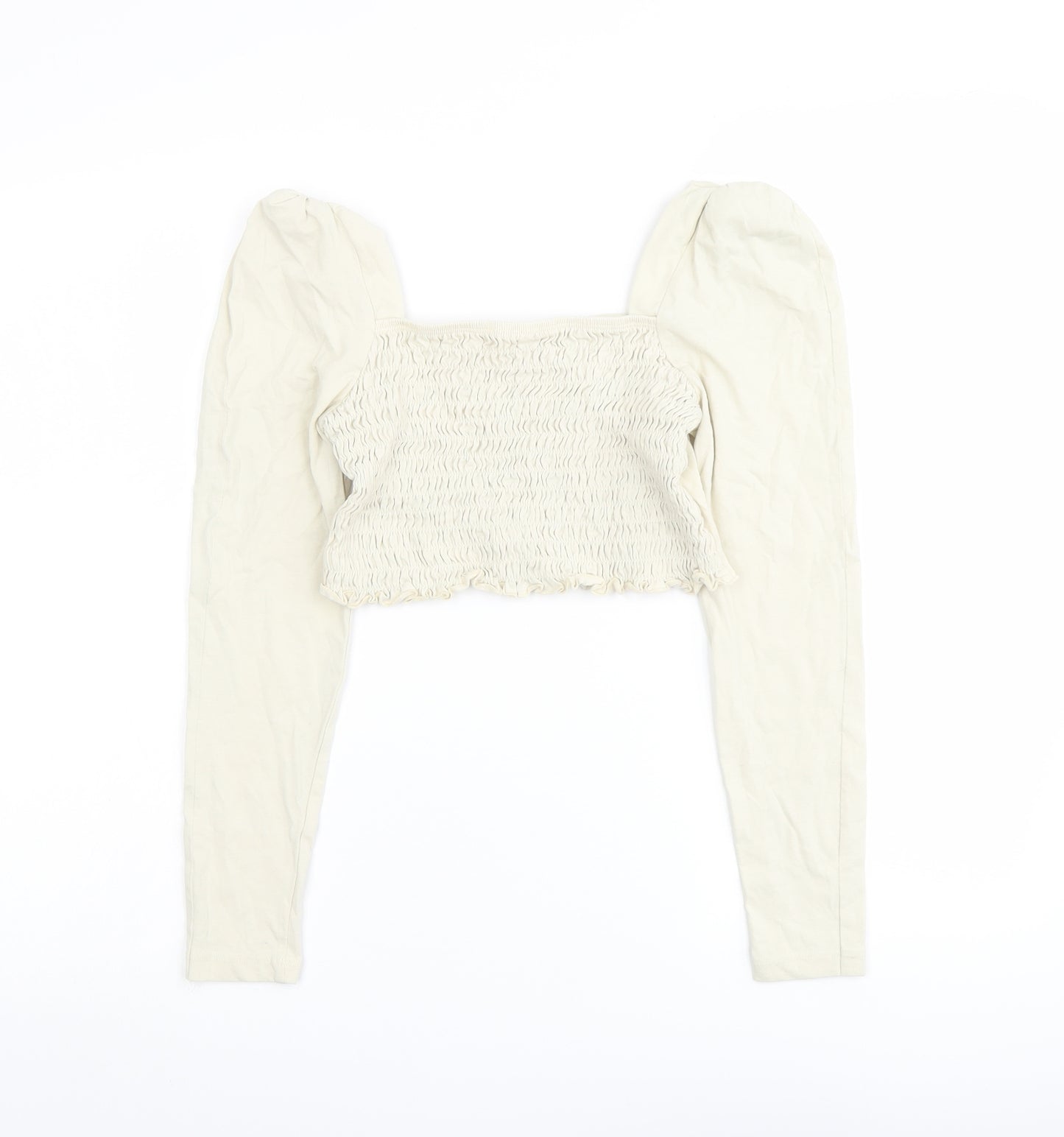 Topshop Womens Beige Cotton Cropped Tank Size 14 Square Neck