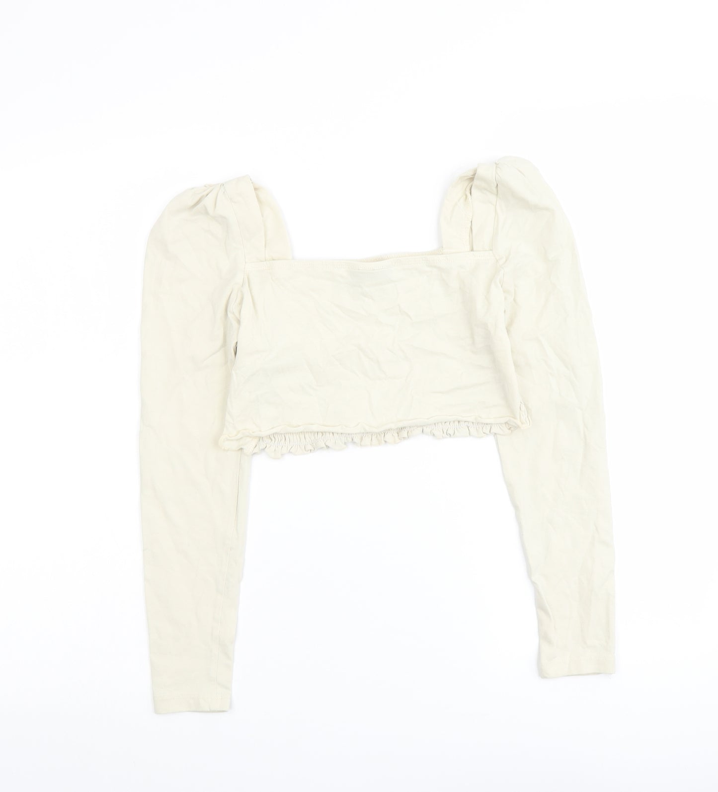 Topshop Womens Beige Cotton Cropped Tank Size 14 Square Neck
