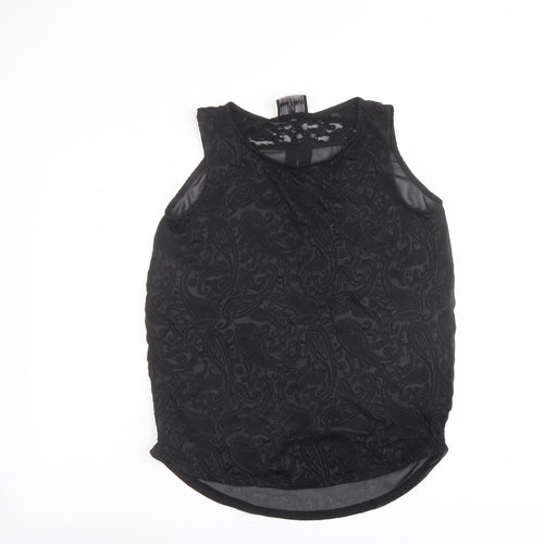 NEXT Womens Black Paisley Cotton Basic Tank Size 8 Round Neck