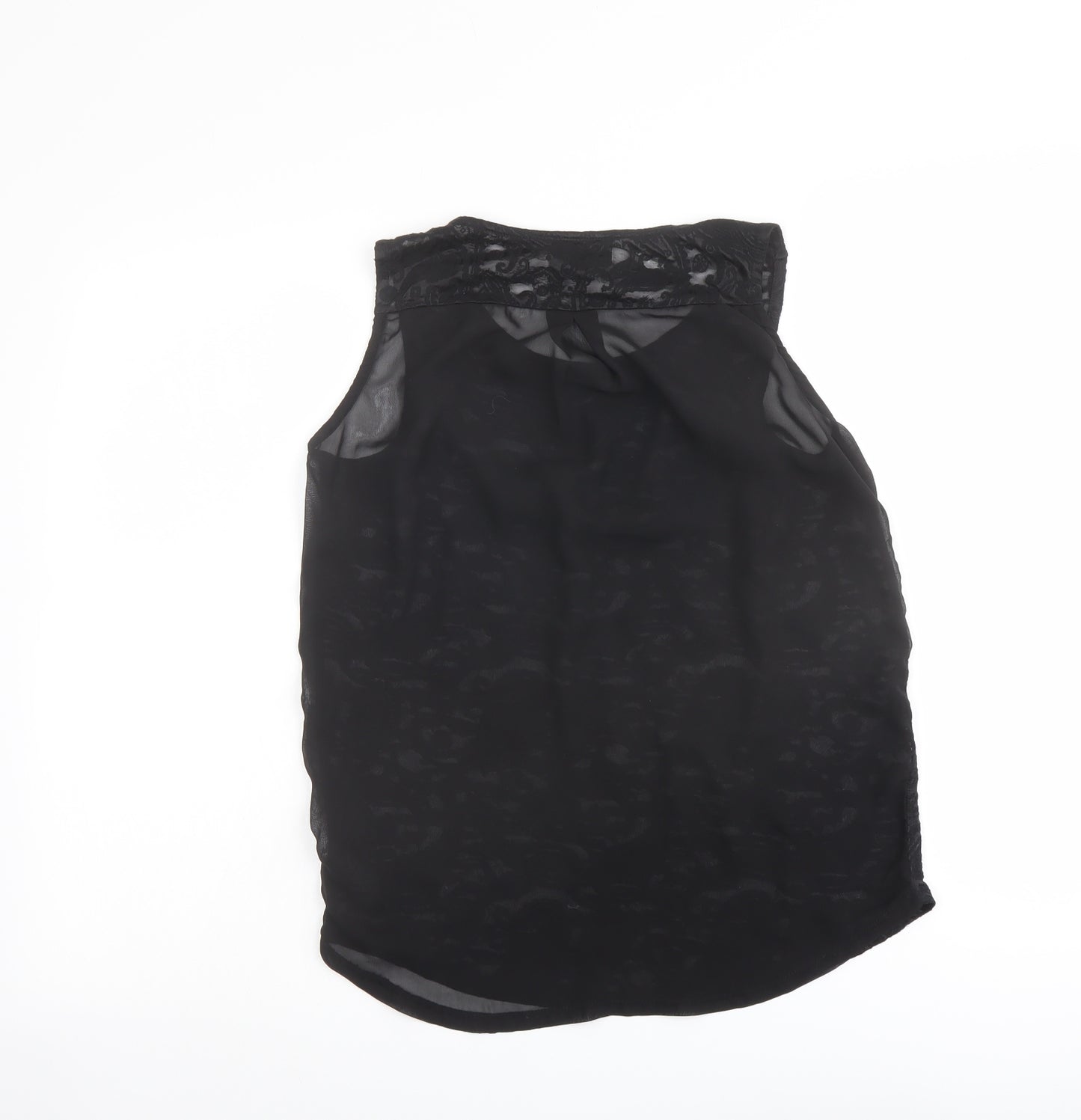 NEXT Womens Black Paisley Cotton Basic Tank Size 8 Round Neck