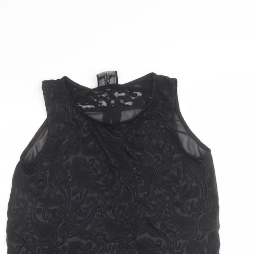 NEXT Womens Black Paisley Cotton Basic Tank Size 8 Round Neck