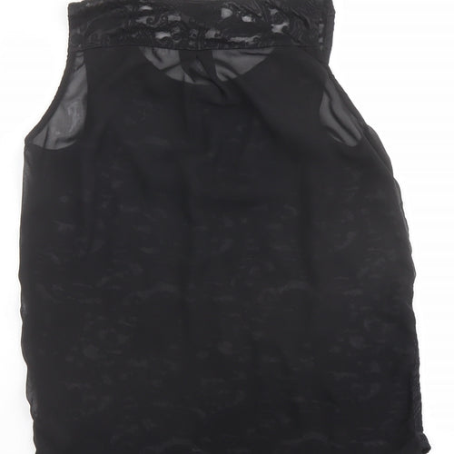 NEXT Womens Black Paisley Cotton Basic Tank Size 8 Round Neck