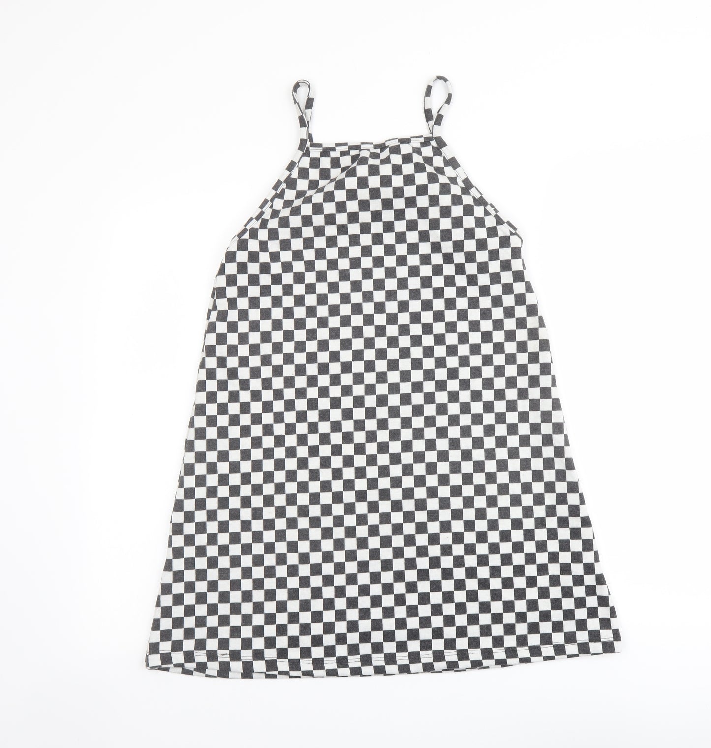 Zara Girls Grey Geometric Polyester A-Line Size 13-14 Years Square Neck Pullover