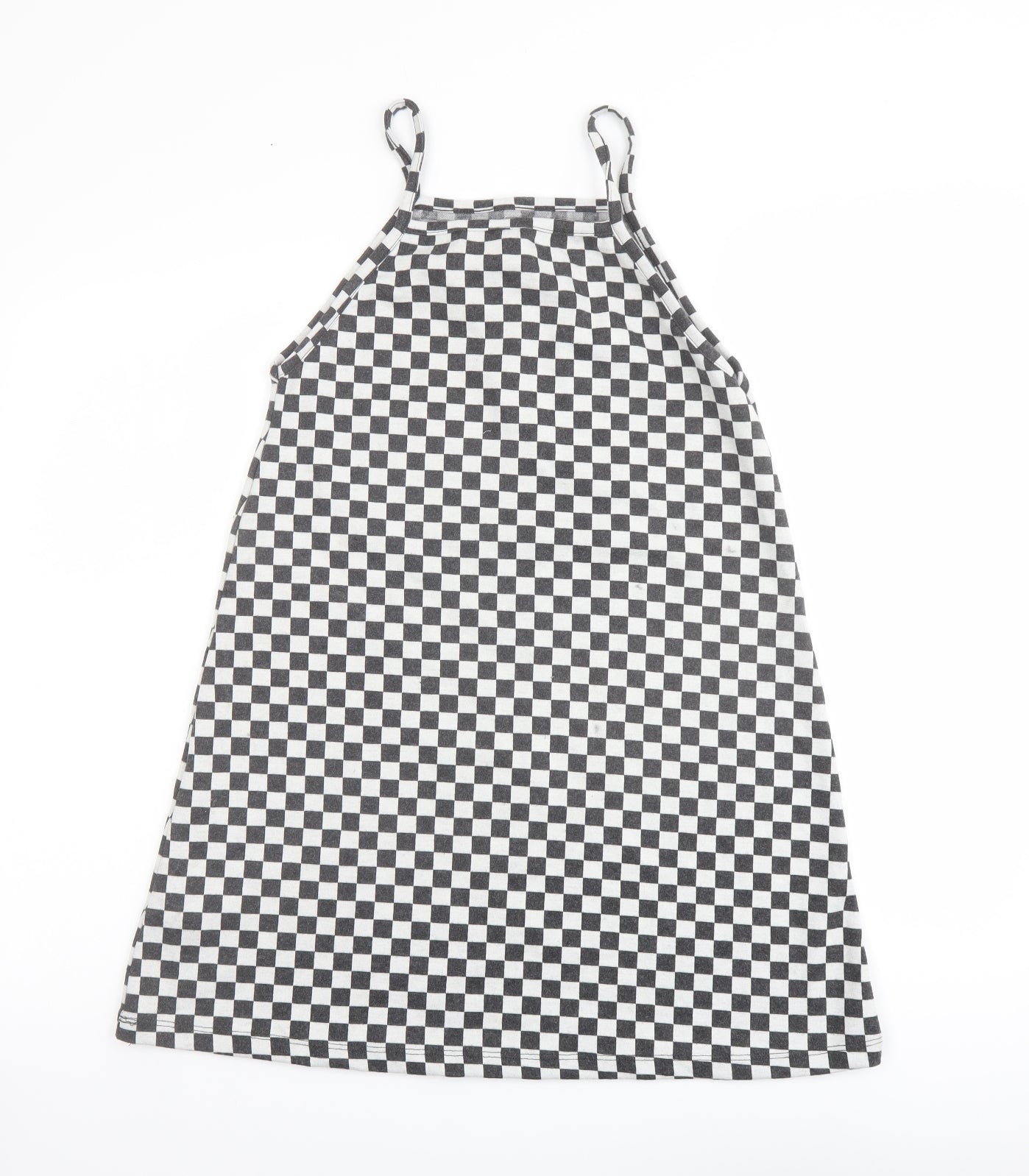 Zara Girls Grey Geometric Polyester A-Line Size 13-14 Years Square Neck Pullover