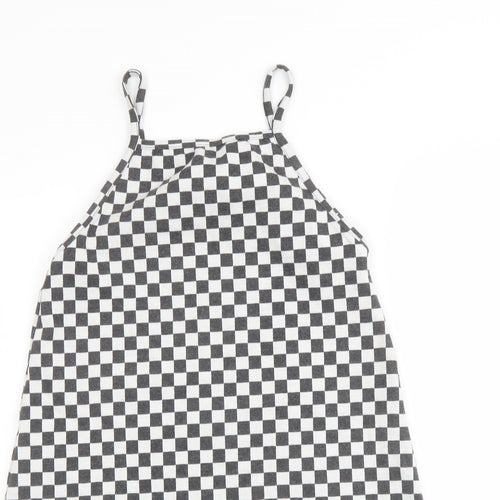 Zara Girls Grey Geometric Polyester A-Line Size 13-14 Years Square Neck Pullover
