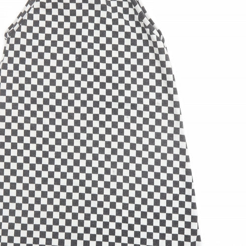 Zara Girls Grey Geometric Polyester A-Line Size 13-14 Years Square Neck Pullover