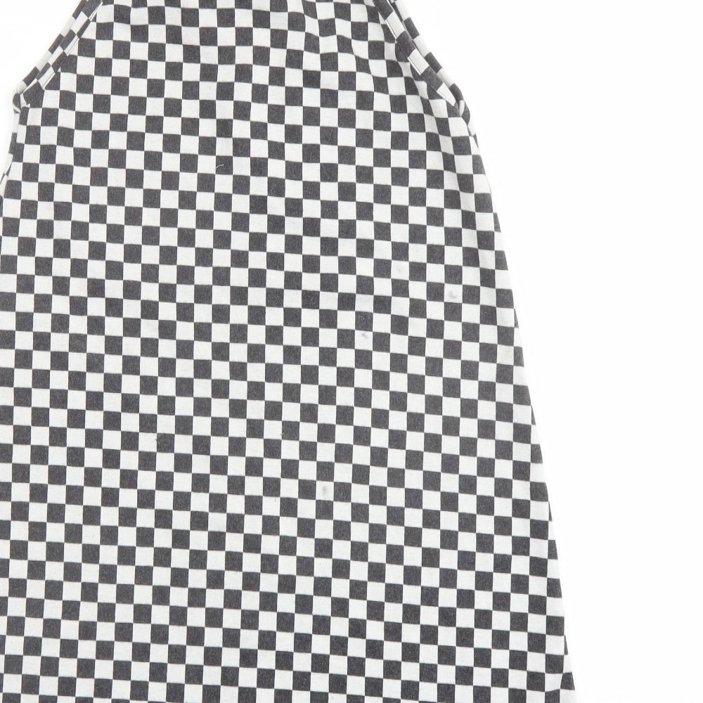 Zara Girls Grey Geometric Polyester A-Line Size 13-14 Years Square Neck Pullover