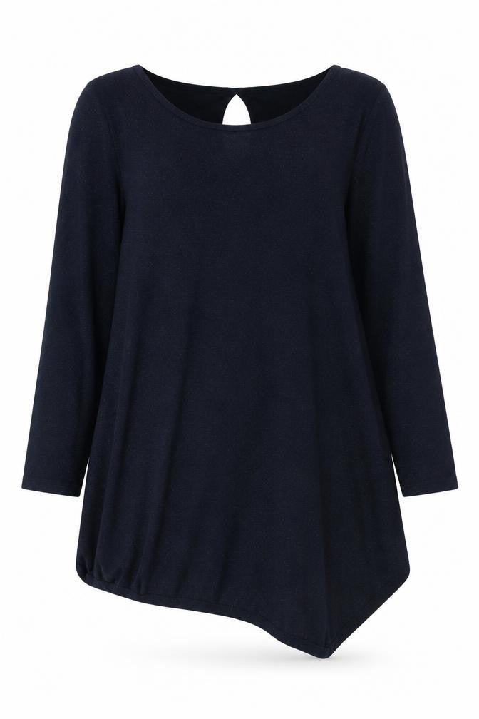 Front view of Next women’s blue round neck viscose jumper, size UK 12
