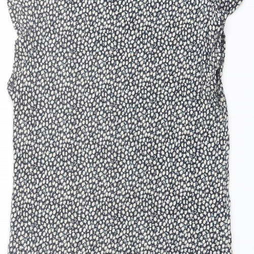 H&M Womens Blue Floral Viscose Basic Blouse Size S Round Neck