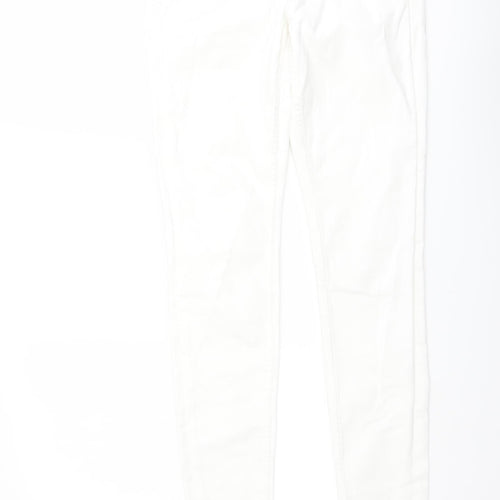 Marks and Spencer Womens Ivory Cotton Skinny Jeans Size 8 L29 in Regular Button