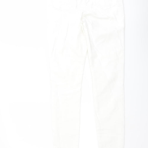 Marks and Spencer Womens Ivory Cotton Skinny Jeans Size 8 L29 in Regular Button