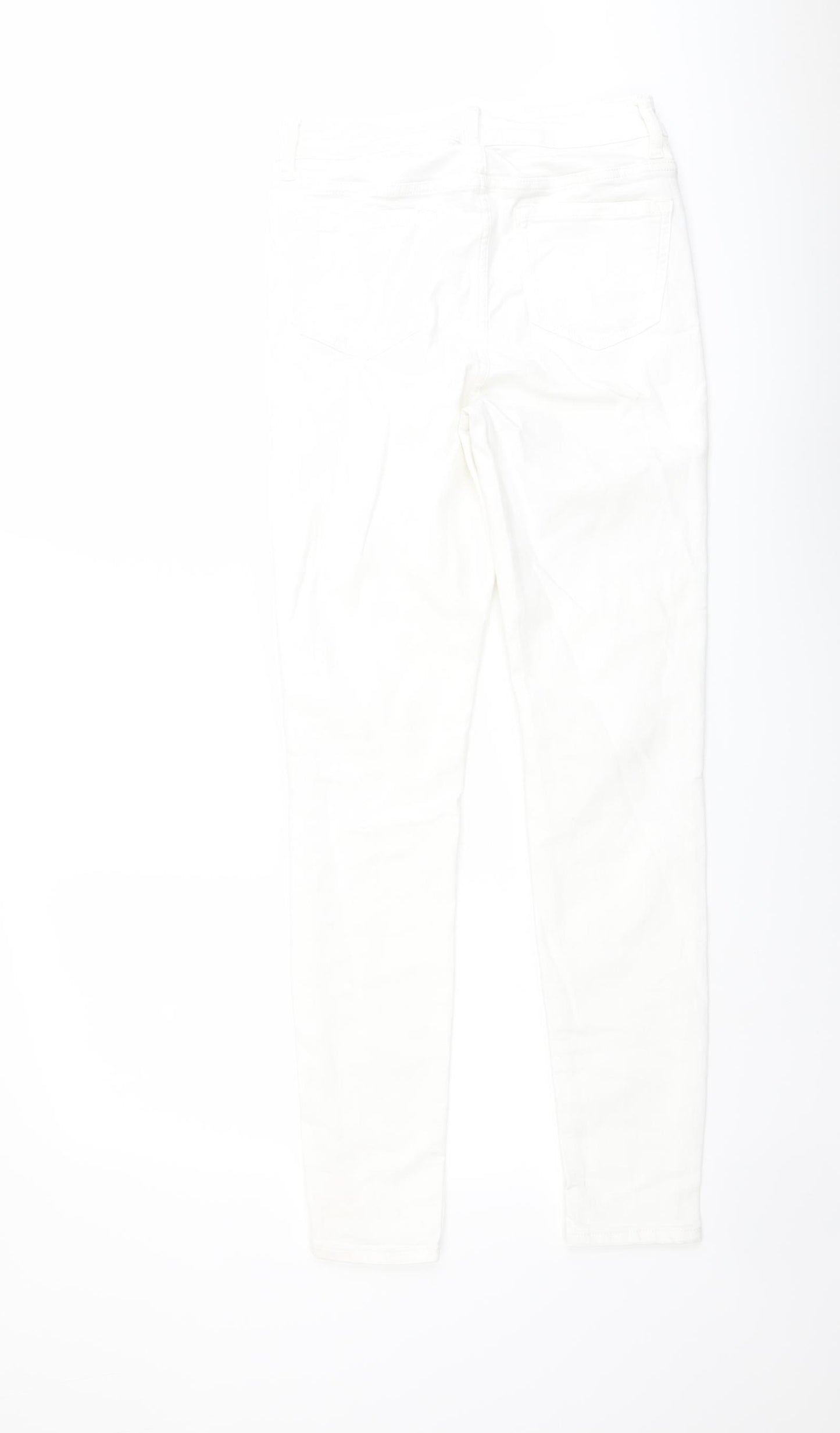 Marks and Spencer Womens Ivory Cotton Skinny Jeans Size 8 L29 in Regular Button