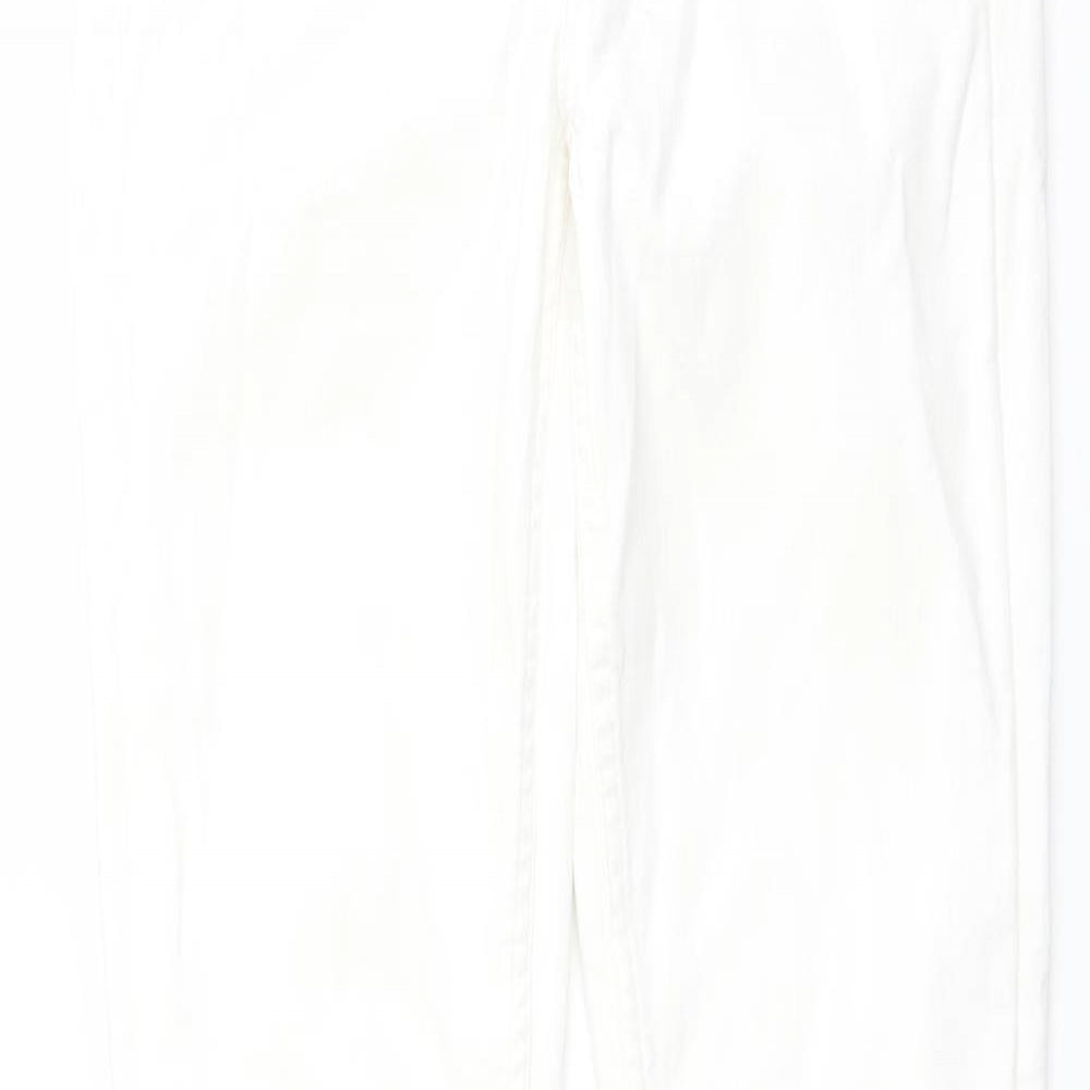 Marks and Spencer Womens Ivory Cotton Skinny Jeans Size 8 L29 in Regular Button