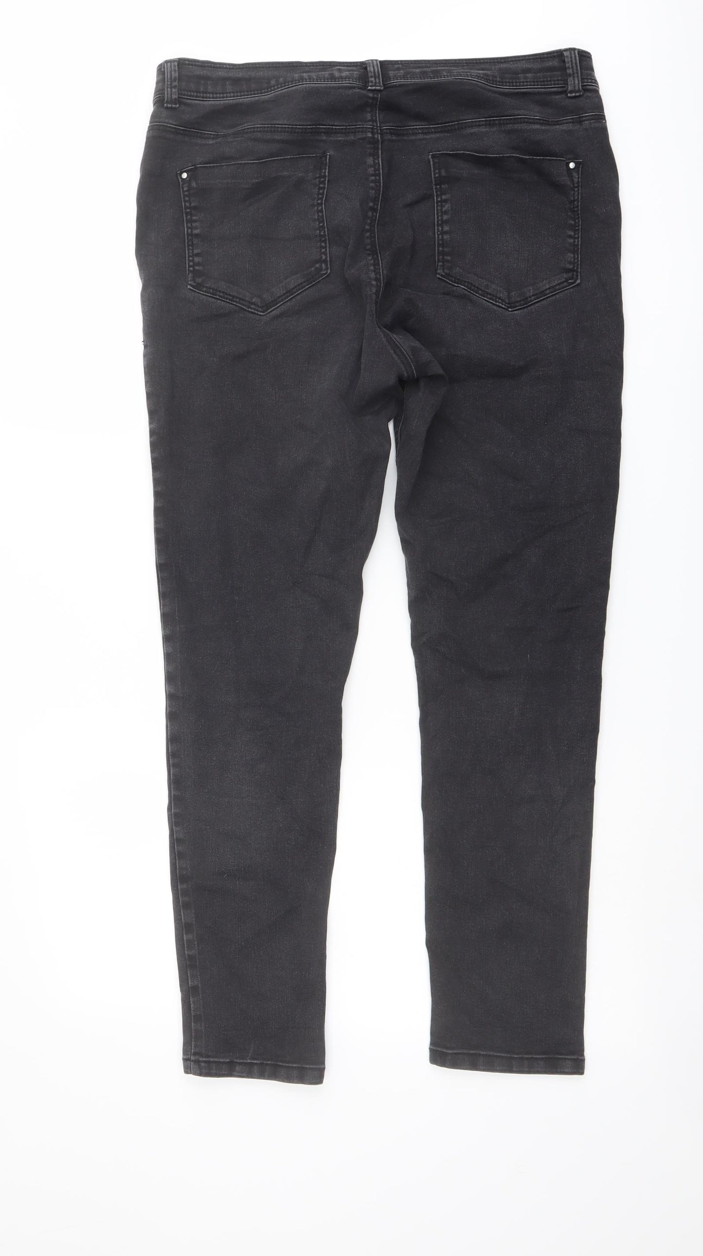 Dorothy Perkins Womens Grey Cotton Skinny Jeans Size 16 L27 in Regular Button