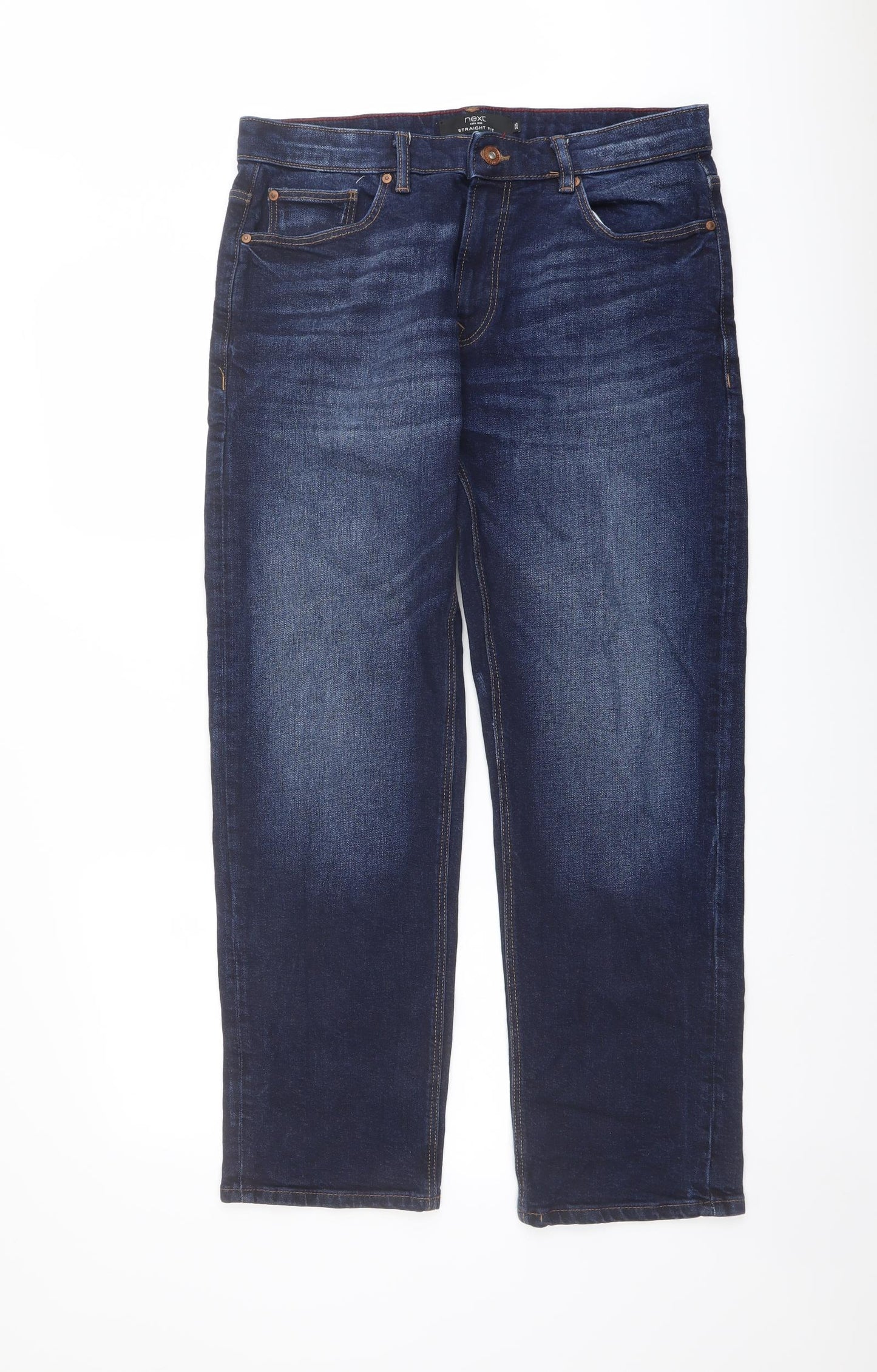 NEXT Mens Blue Cotton Straight Jeans Size 32 in L29 in Regular Button