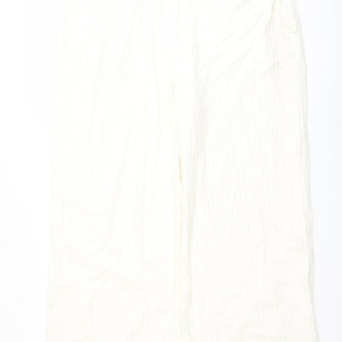 Marks and Spencer Womens Ivory Cotton Trousers Size 20 L21 in Regular Button