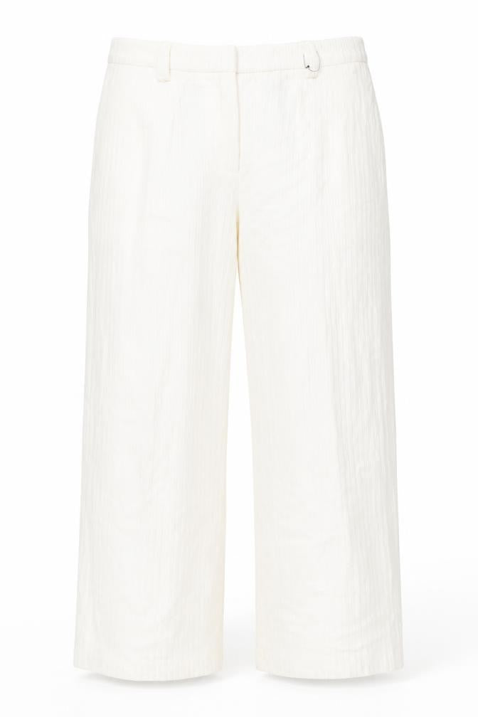 Marks and Spencer Womens Ivory Cotton Trousers Size 20 L21 in Regular Button