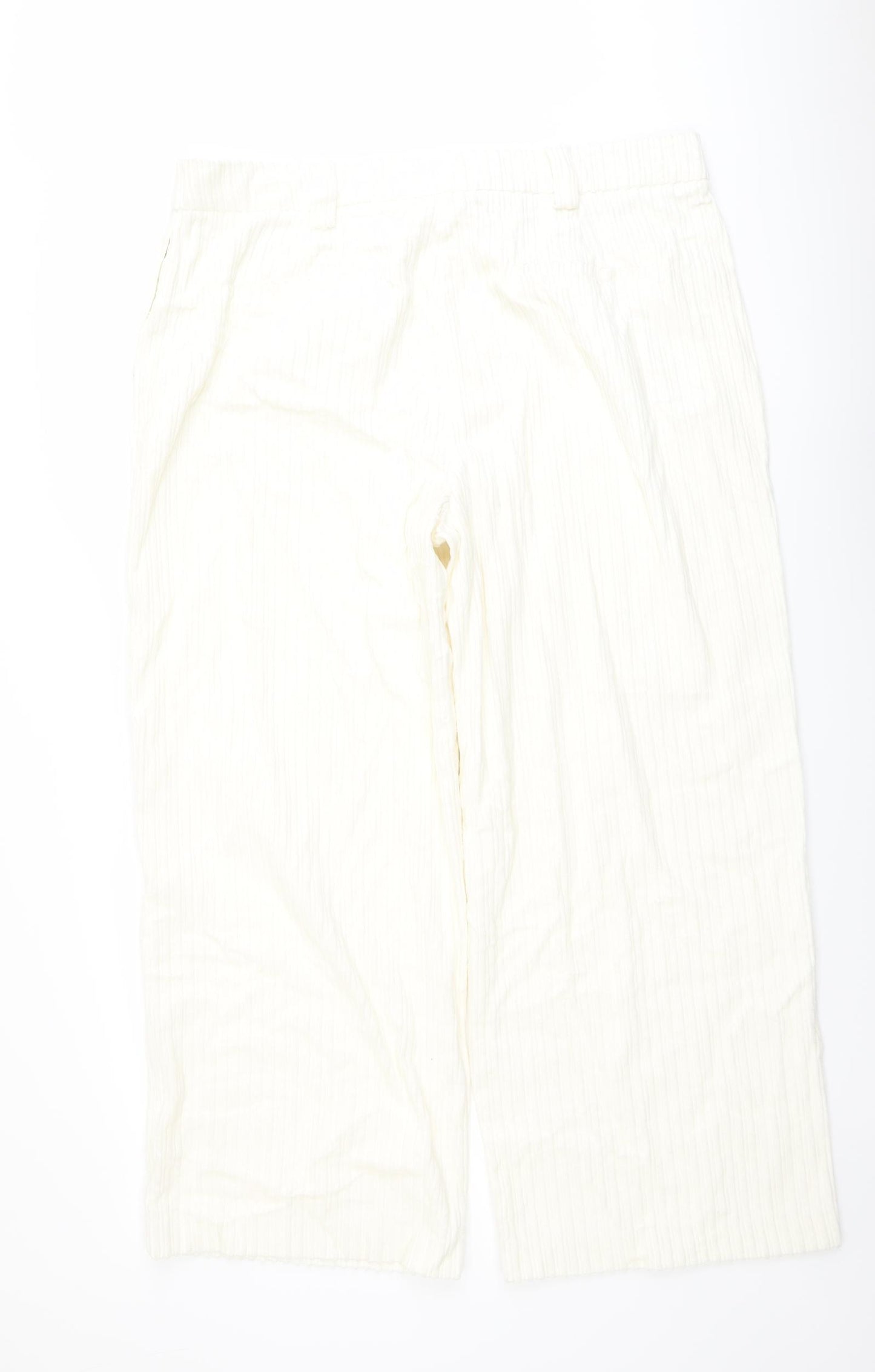 Marks and Spencer Womens Ivory Cotton Trousers Size 20 L21 in Regular Button
