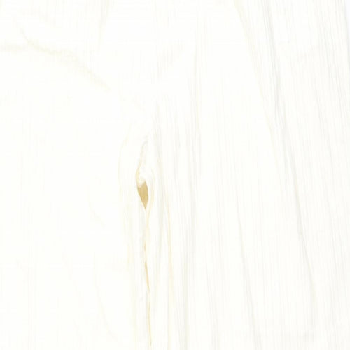 Marks and Spencer Womens Ivory Cotton Trousers Size 20 L21 in Regular Button
