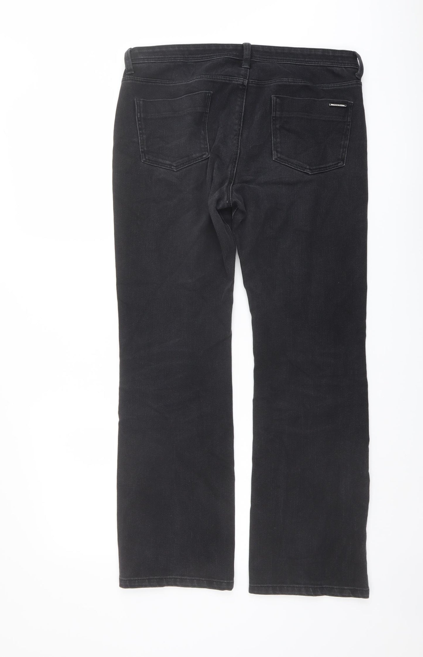Autograph Womens Grey Cotton Straight Jeans Size 12 L28 in Regular Button
