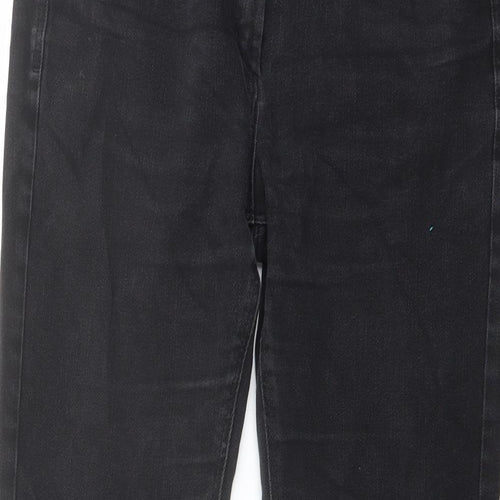 Autograph Womens Grey Cotton Straight Jeans Size 12 L28 in Regular Button