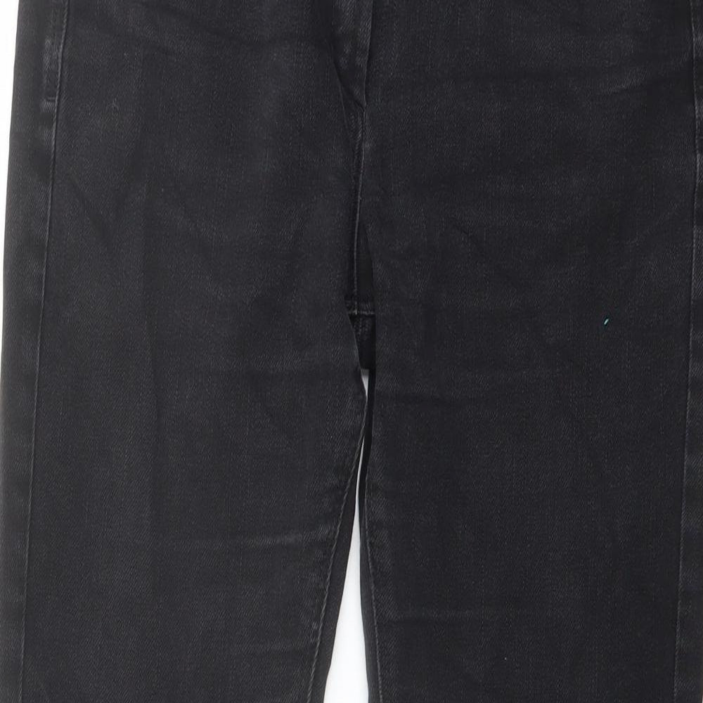Autograph Womens Grey Cotton Straight Jeans Size 12 L28 in Regular Button