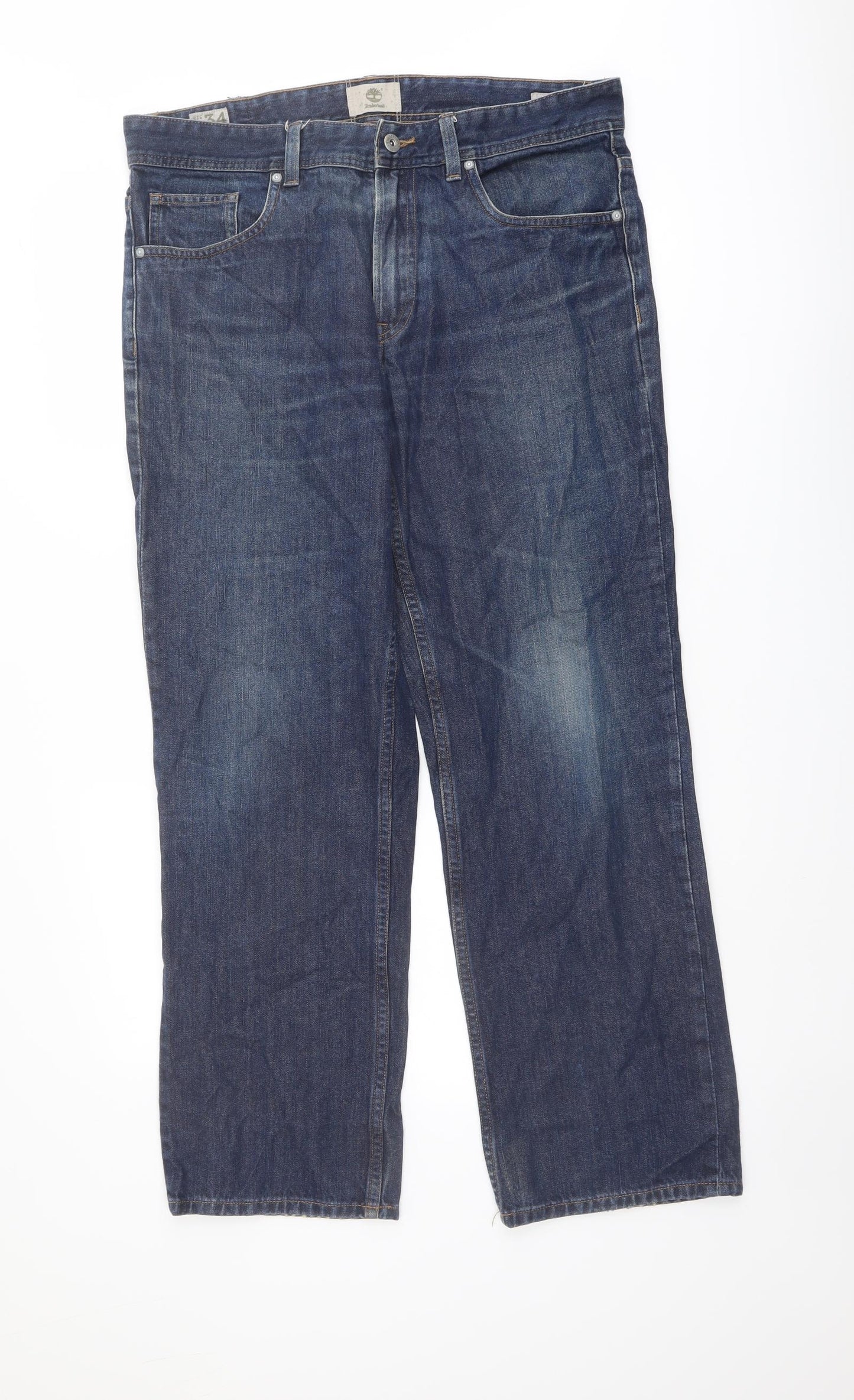 Timberland Mens Blue Cotton Straight Jeans Size 34 in L29 in Regular Button