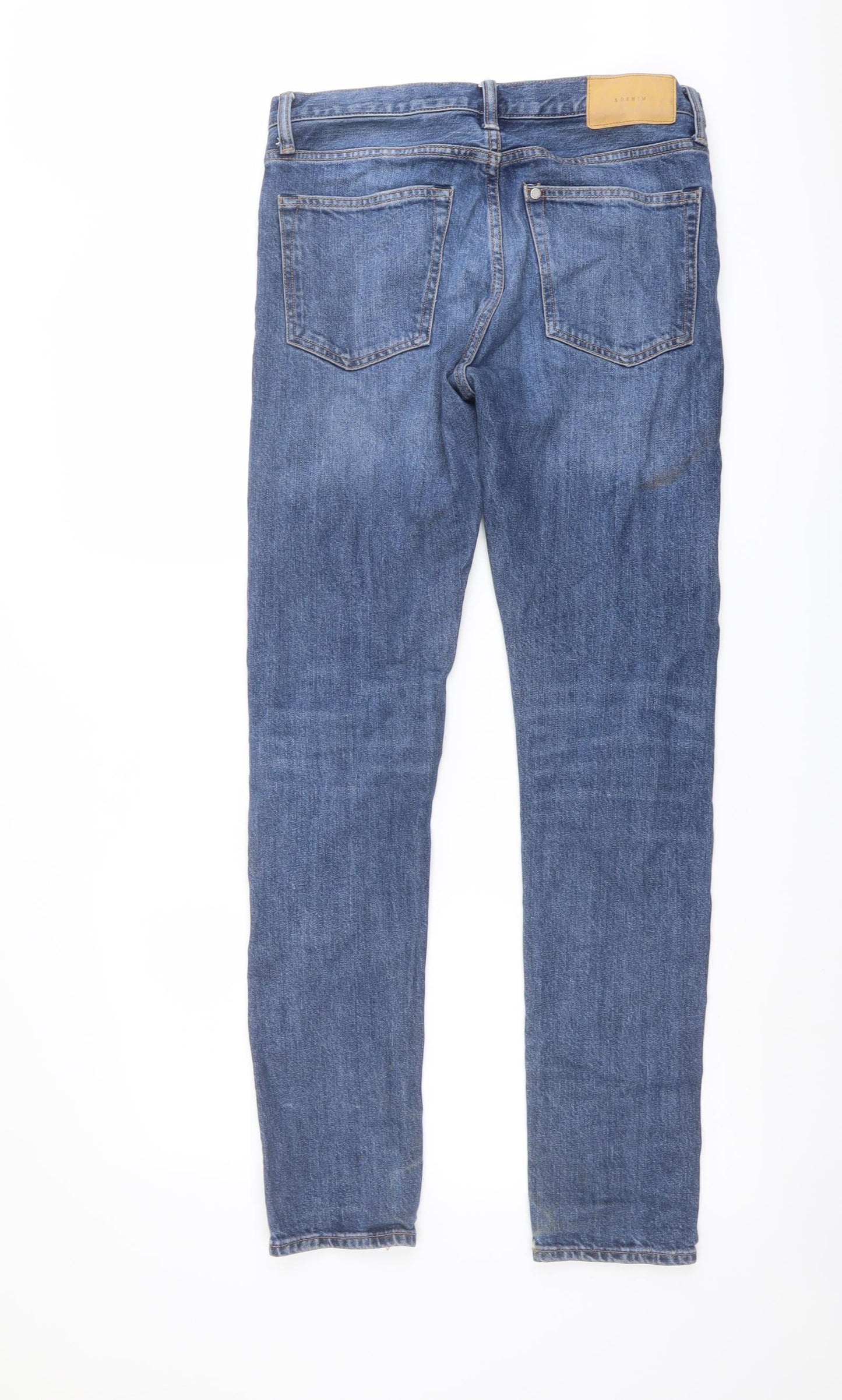 H&M Mens Blue Cotton Skinny Jeans Size 28 in L31 in Slim Button